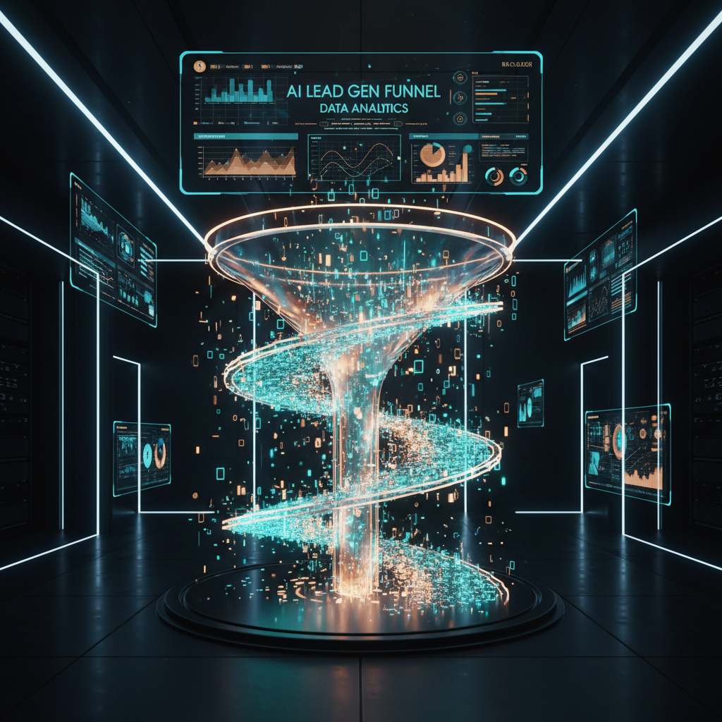 AI lead generation funnel with data analytics dashboard