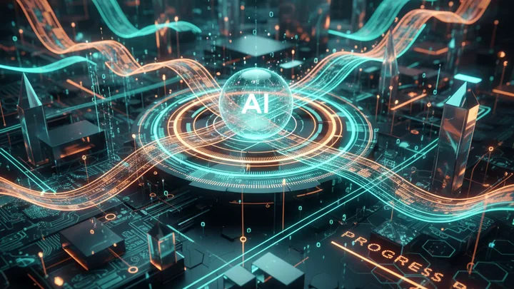 Luminous AI network illustrating practical learning